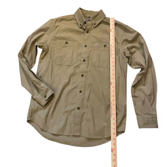 Carhartt Mens Relaxed Fit Button-Up Khaki Shirt Size M - Picture 4 of 8